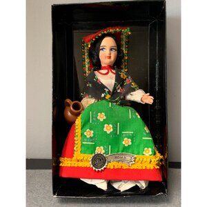 Vintage Italian Souvenir Doll In European Folk Art Costume 5.5" In Box By Creazi